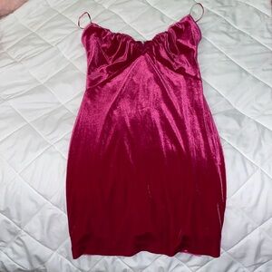 Size S, dark hot pink SO, skinny strapped dress.